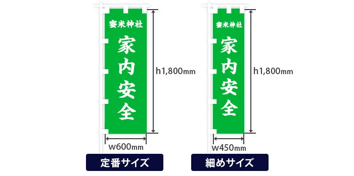 祈願のぼり旗のサイズとデザインイメージ
