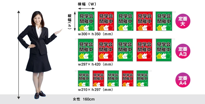 連続旗のサイズ