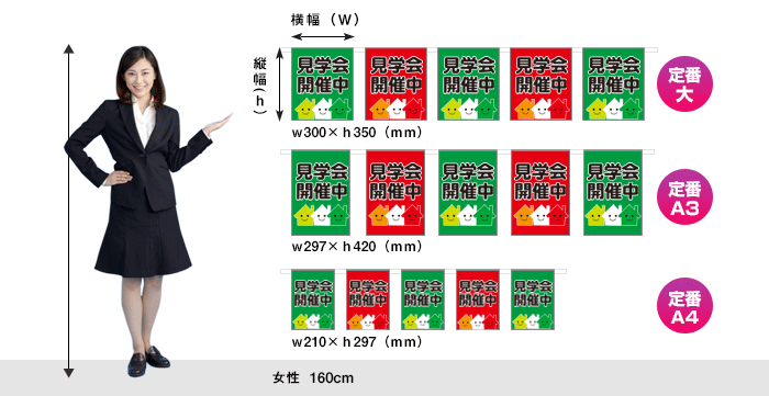 連続旗の定番サイズイメージ