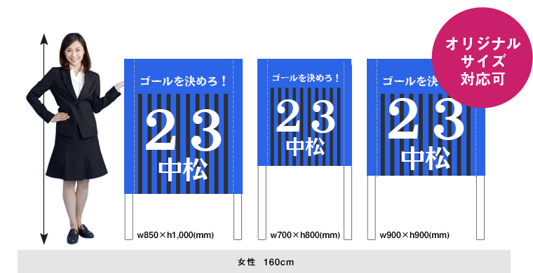 ゲートフラッグの定番サイズイメージ