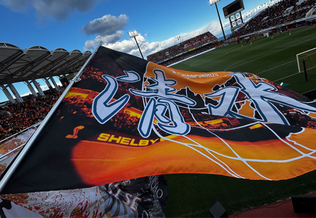 実績371個人様のサッカー観戦時の応援旗使用風景写真